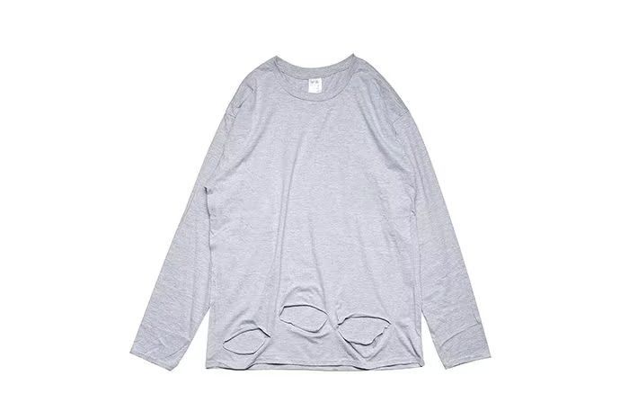 Lose High Street Marke Layered Solid Color Inner Wear Distressed Base Shirt Trendy Langarm T-Shirt für Männer Internet_voghion.com