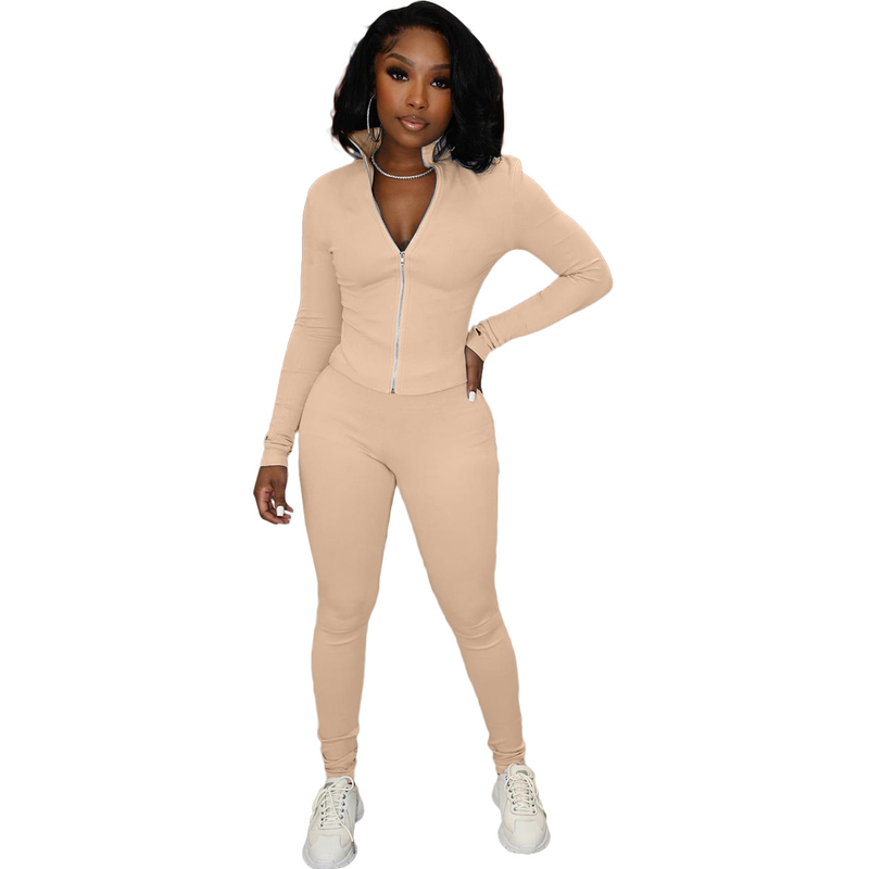 Lässiger Fingerling-Sportanzug für Damen (zweiteiliges Set)_voghion.com