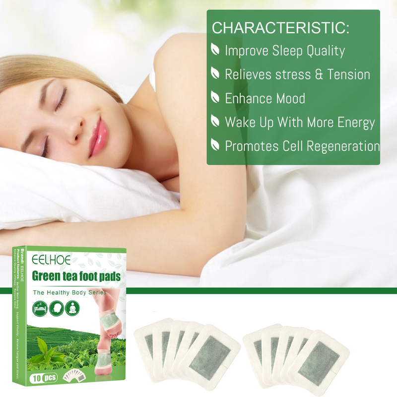 Green Tea Beautiful Foot Patch Improves Sleep Quality, Relieves Muscle Tension, Body Pressure, and Foot Care Patch_voghion.com