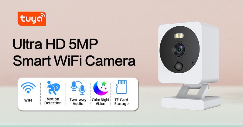 Tuya Smart Baby Monitor Camera - 5MP HD WiFi Security Camera With Night Vision, Two-Way Audio, Magnetic Mount, For Home & Elderly Care_voghion.com