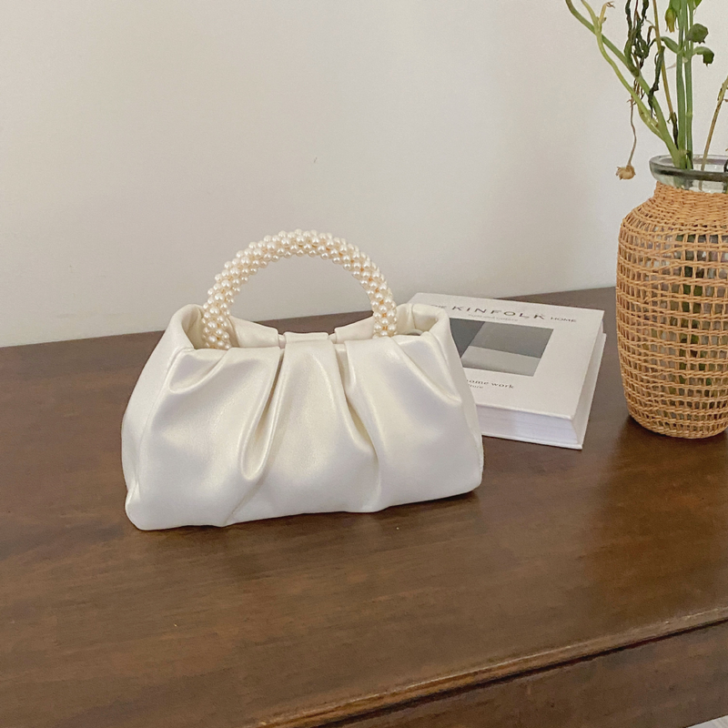 2024 Polso Cloud Design unico e stile elegante, borsa piccola piegata bianco perla chiaro, borsa a tracolla da donna_voghion.com
