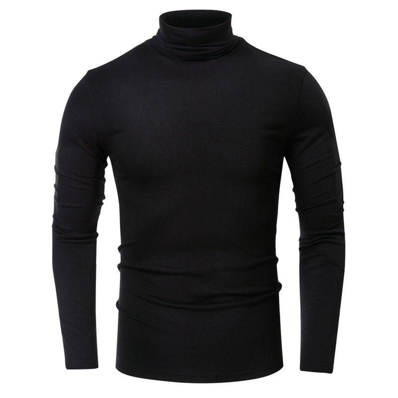 Herren-T-Shirt mit hohem Halsausschnitt und schmaler Passform, langärmliges Thermo-Basishemd aus weichem, gebürstetem Polyester, einfarbig, lässiges Oberteil für alle Jahreszeiten_voghion.com