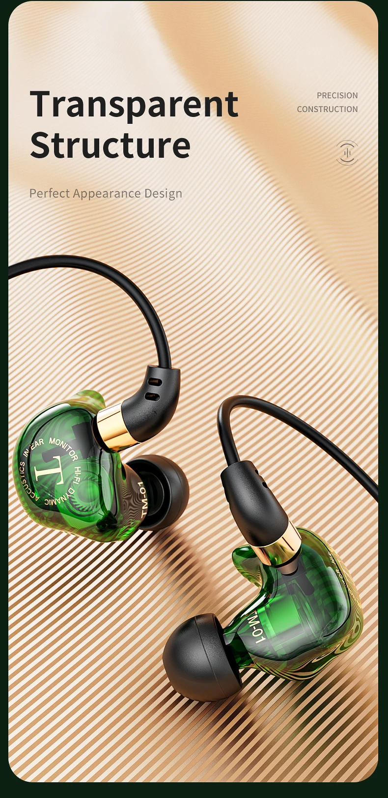 TM-01 auriculares con cable de 3,5mm con micrófono, doble controlador, auriculares HiFi, auriculares estéreo de graves, auriculares deportivos para música y Fitness para PC MP3_voghion.com