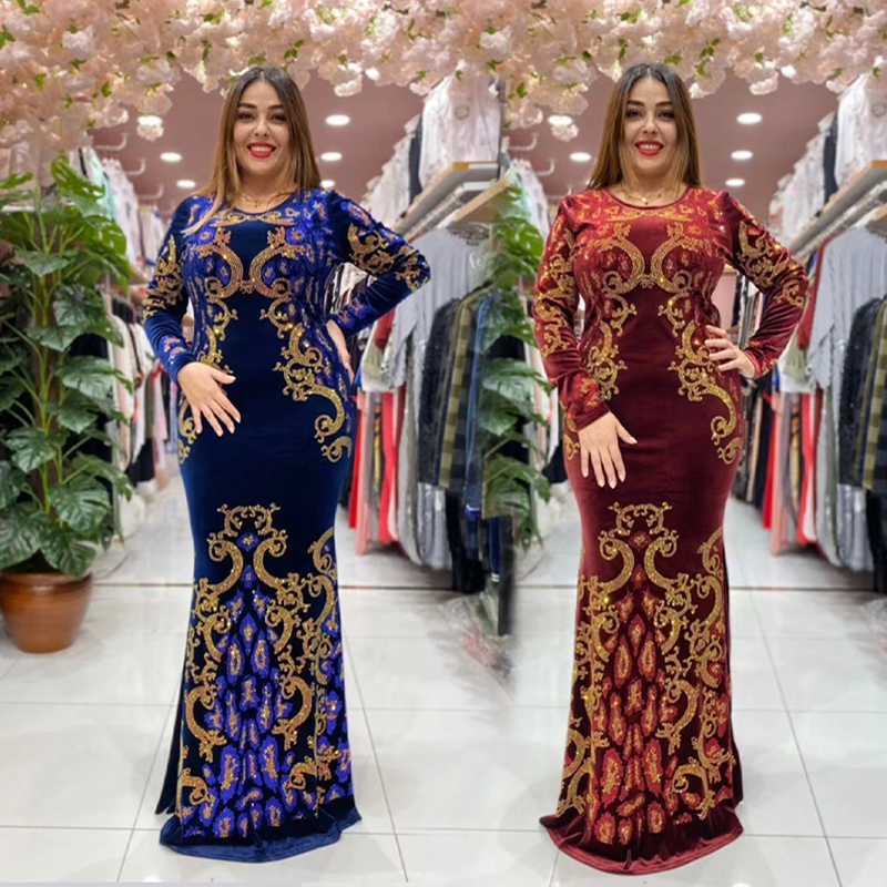 Robe de veludo feminino, robe de veludo quente com diamantes, vestido muçulmano para festa de aniversário, casamento, robe de cetim_voghion.com