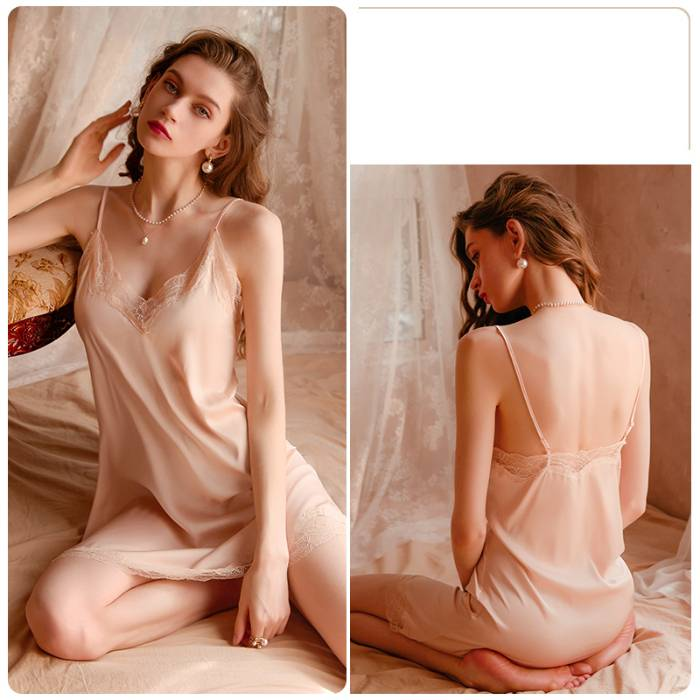 2024, chemise de nuit à bretelles, romantique, sexy et de haute qualité M-2XL_voghion.com