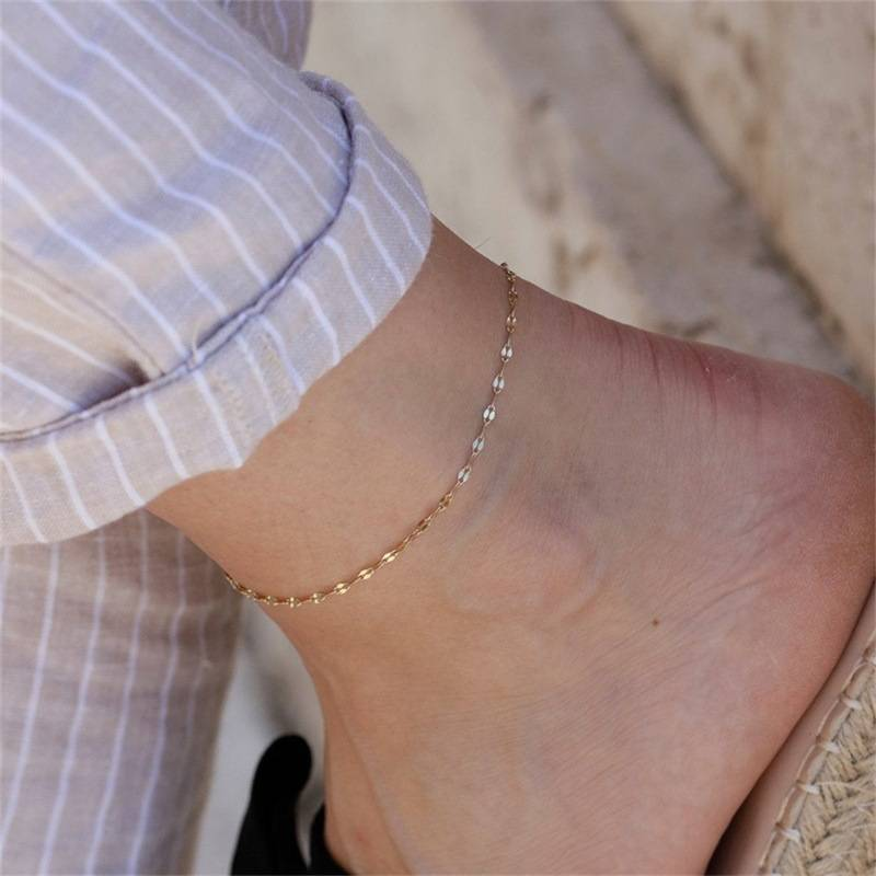 Trendy personality, unique retro fashion, creative women's lace chain, simple gold-plated ankle chain_voghion.com