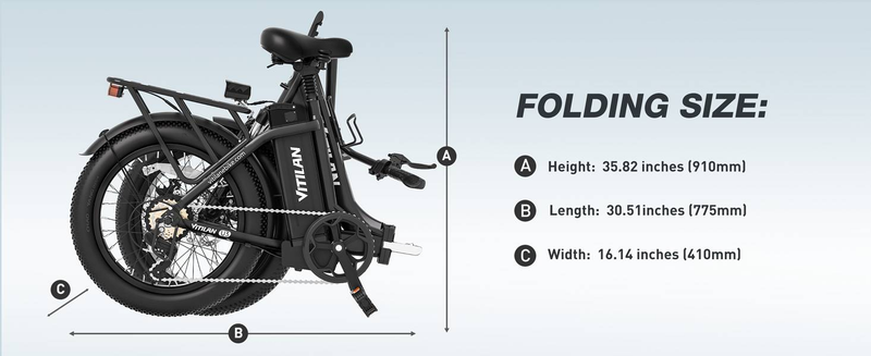 VITILAN U3 Elektrofahrrad für Erwachsene 20" Fat Tire Ebikes Faltbares Elektrofahrrad 750W, 48V 13Ah Step Thru E-Bike 7-Gang_voghion.com