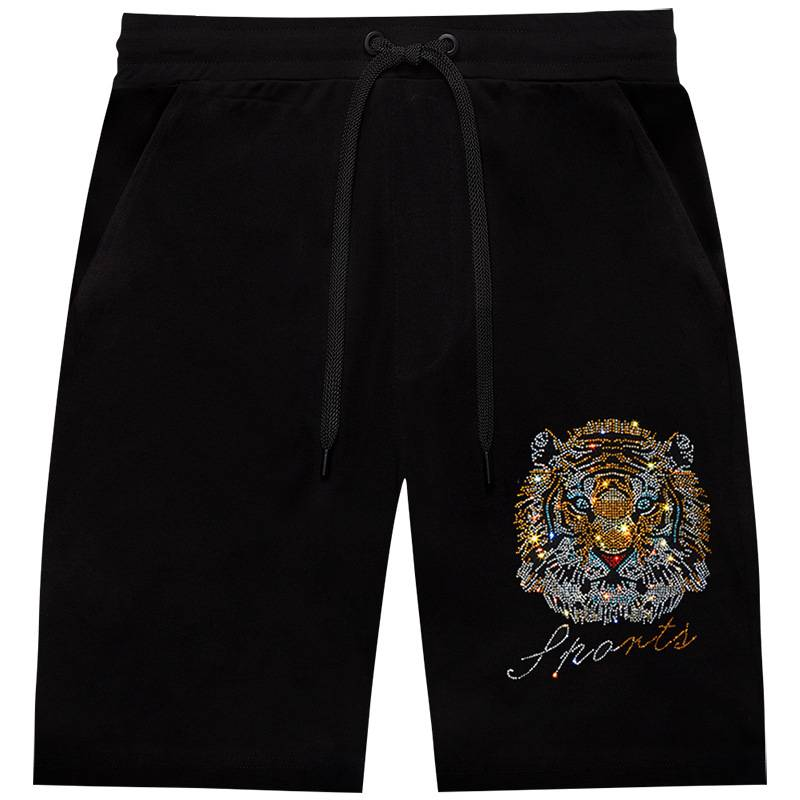 Herreklær Snow Fox Brothers Herrebukser Nye Hot Diamond Tiger Head Arbeidsshorts Herre Fritidsbukser Løse Tynne Femtoppsbukser_voghion.com