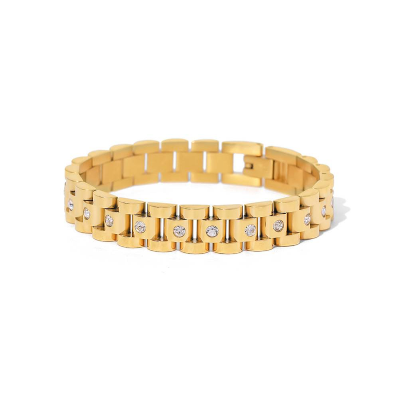 Stainless Steel Zircon Bracelet – Gold Plated Minimalist Bangle (4 Styles)_voghion.com