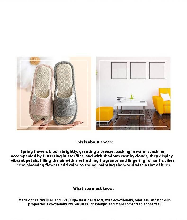 Unisex-Hausschuhe aus Leinen mit Kleeblatt- und Streifendesign – atmungsaktive Hausschuhe mit offener Zehenpartie für Paare, weiche Hausschuhe aus Baumwoll-Leinen-Mischgewebe_voghion.com