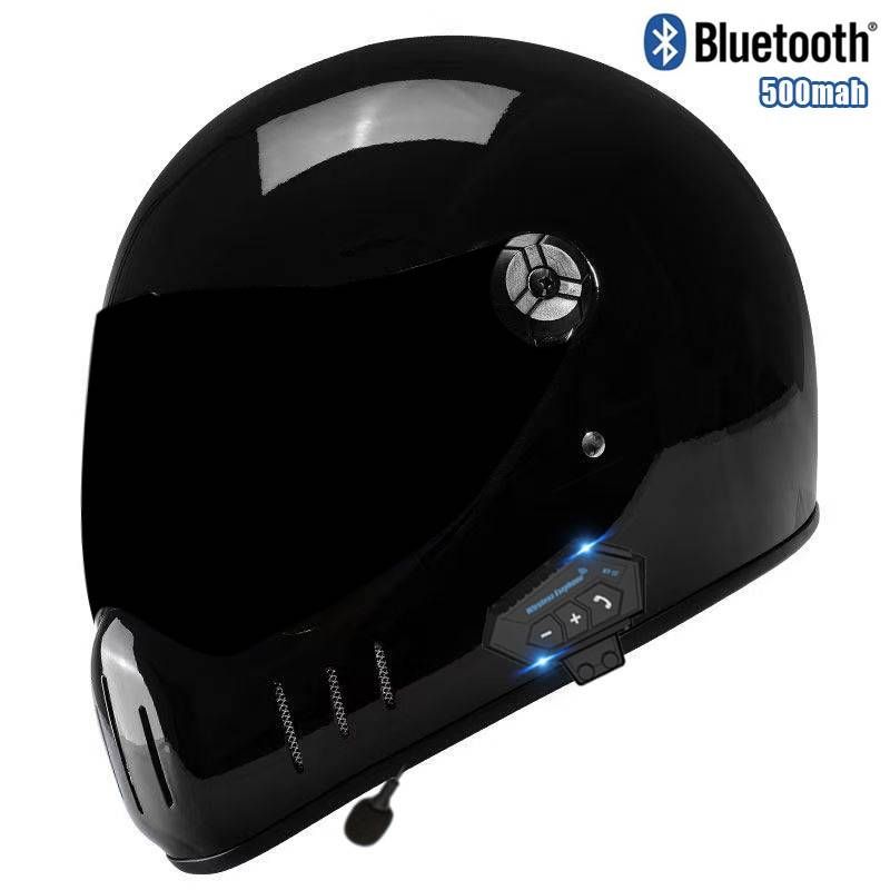 3C-Certified Retro Full-Face Motorcycle Helmet With Bluetooth – Classic Cruiser Helmet For Men & Women (Matte Black, Gloss Black, Titanium Grey)_voghion.com