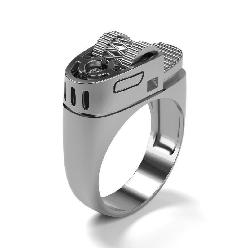 Inel bărbătesc placat cu aur de 14k, stil punk, cu brichetă creativă Blue Jing_voghion.com