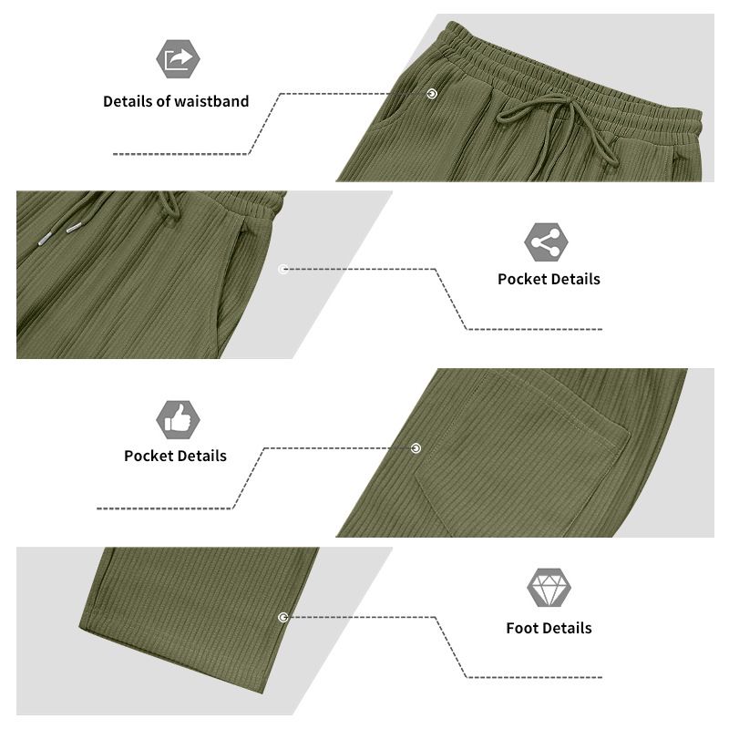 Spring And Autumn Jacquard Striped Wide Leg Pants Casual Loose Pit Drawstring Straight Large Size Men's Pants_voghion.com