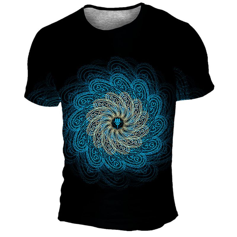 Unbeatable Quality Summer Men's Digital Printed Sun Fun Pattern Casual Henry Collar 3-button Short Sleeved T-shirt_voghion.com