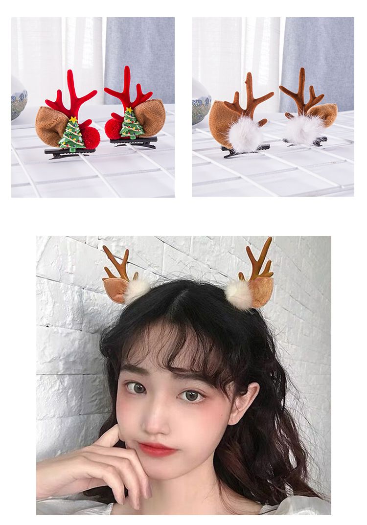 Weihnachten Geweih Haar Clip Weihnachten Haar Zubehör Kinder Nette Clip Net Rot Cartoon Elch Haar Karte Haar Zubehör Weibliche_voghion.com