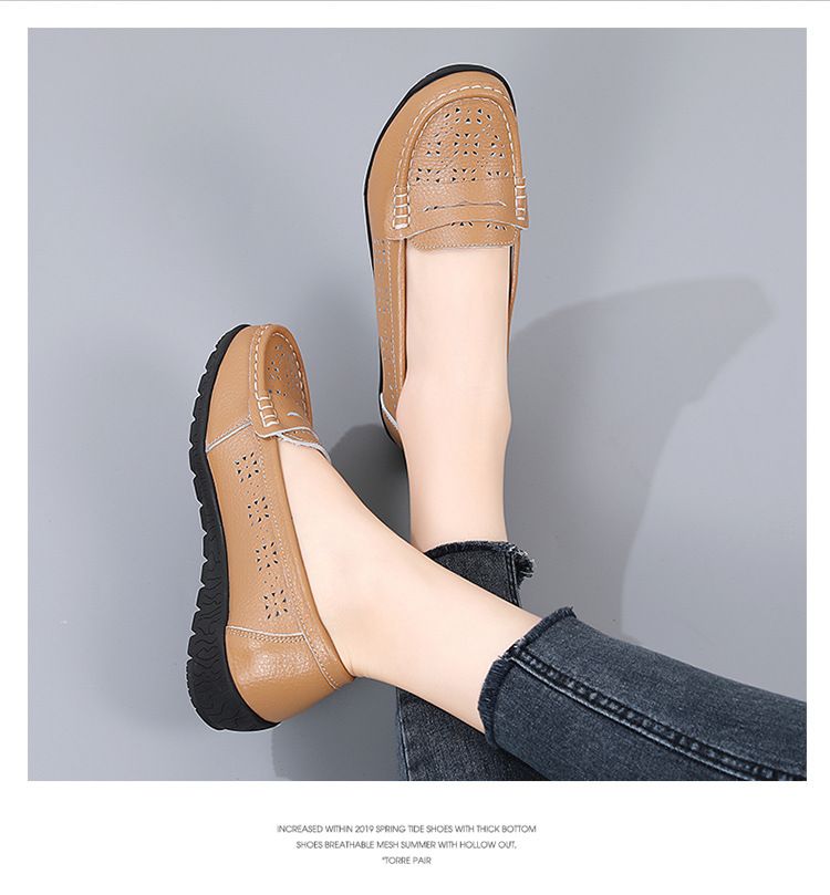 2024 Neue Krankenschwester Casual Hollow Damen Single Bean Mom's Schuhe, Kuhmuskelsohlen_voghion.com