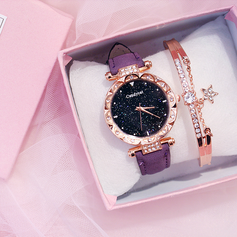 Starry Sky Watch Women's Fashion Trend Simple Women's Watch Student Two-piece Gift Watch Daily Commuter Casual Birthday Valentine's Day Gift_voghion.com