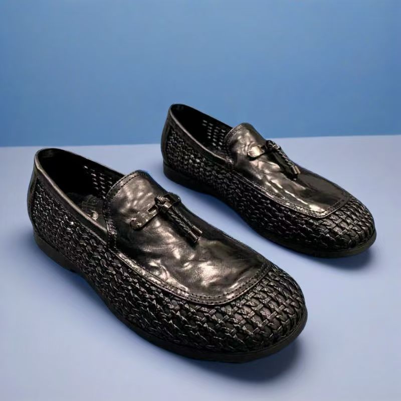 Glide Light 2025 Sommer Neuheit Handgefertigte, gewebte, atmungsaktive Freizeitschuhe aus Leder für Herren – Slipper zum Hineinschlüpfen_voghion.com