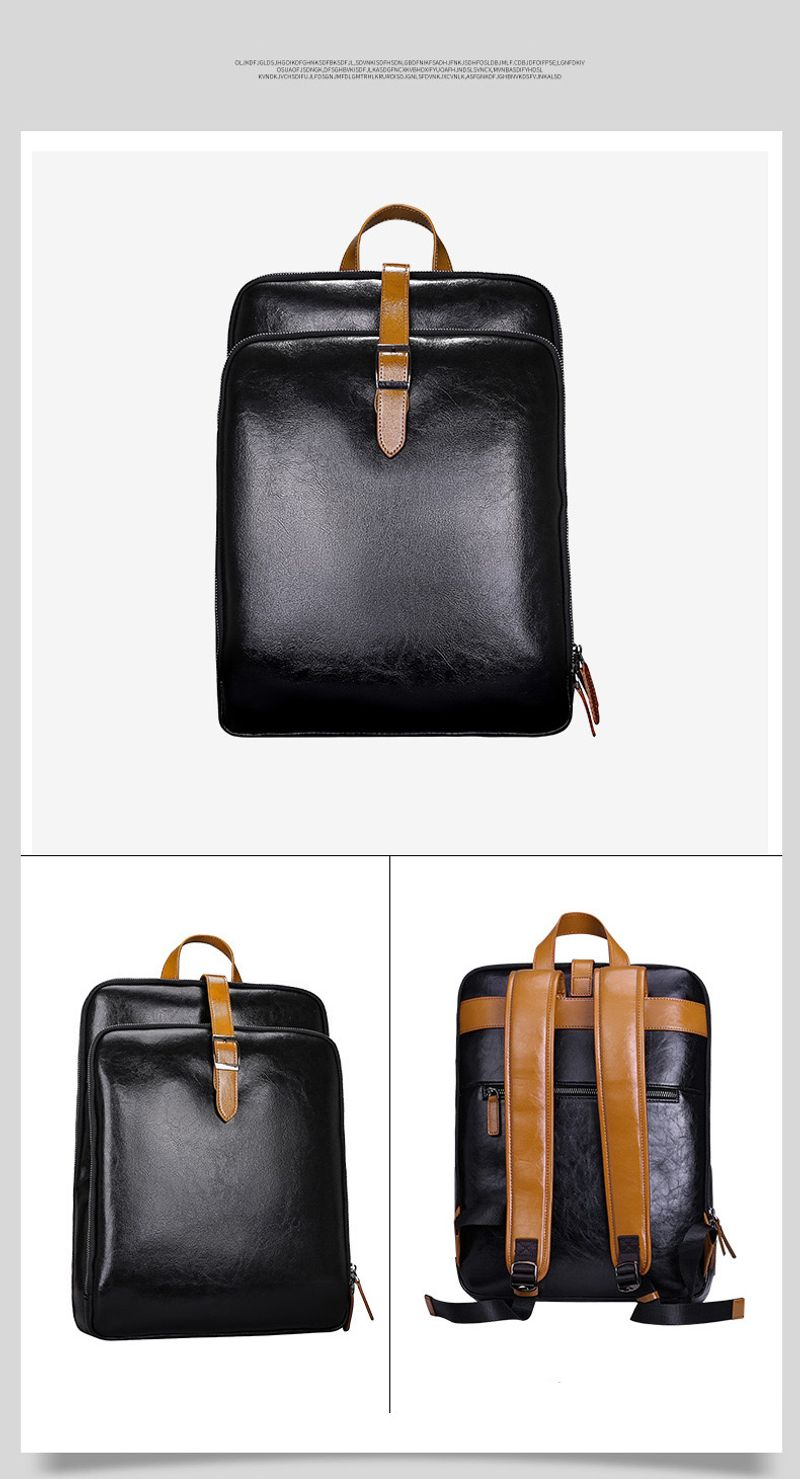 Wasserdichter Rucksack aus Leder im Modetrend, Computertasche, Unisex, mit mehreren Fächern und großem Fassungsvermögen_voghion.com