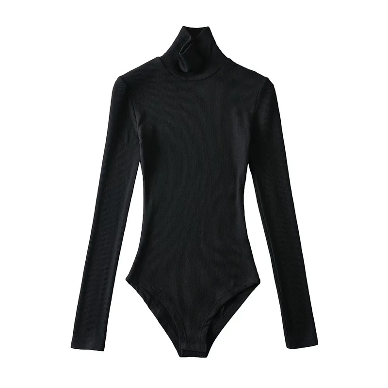 Combinaison à col roulé pour femmes Spice Girls, extensible et amincissante, T-shirt slim à manches longues, couleur unie_voghion.com