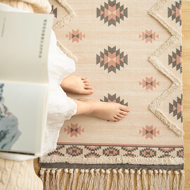 Tappetino per porta con stampa digitale in filo di cotone intrecciato, con nappa, 60 x 90 cm, tappetino per il cambio delle scarpe_voghion.com