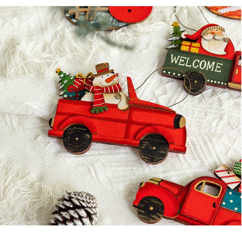 Lillian Cross-Border Decoration Bemaltes Holzschild Bär Autoanhänger Schneemann Geschenk Socken Weihnachtsbaumschmuck_voghion.com