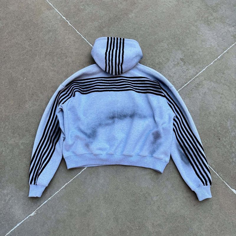 Loses Sweatshirt mit Streifenmuster, Unisex, Street Hip Hop, Persönlichkeit, Patch, besticktes Sweatshirt, Jogginghose_voghion.com