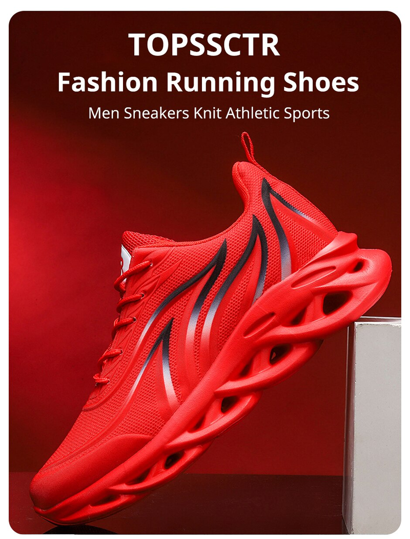 Moda Koşu Ayakkabıları Erkekler Alev Baskılı Sneakers Örgü Atletik Spor Bıçak Yastıklama Koşu Eğitmenler Hafif_voghion.com