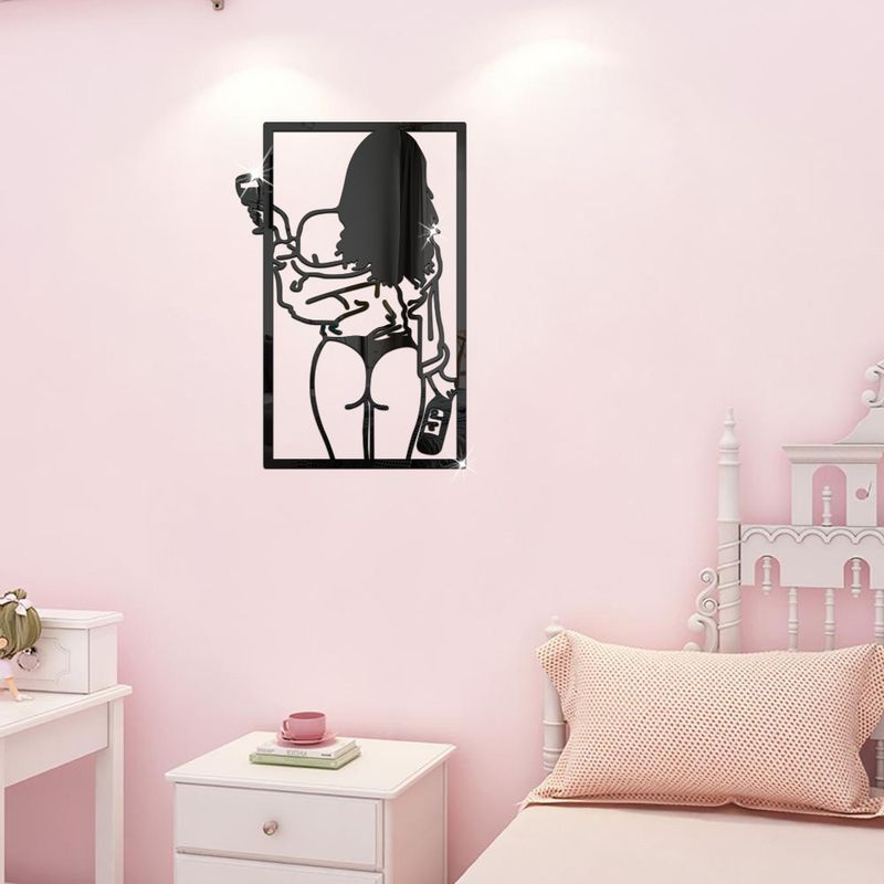 Acryl-Wandaufkleber mit Linien, schöne Frauensilhouetten, selbstklebende Hintergrundwände, Wohnzimmer, Schlafzimmer,_voghion.com