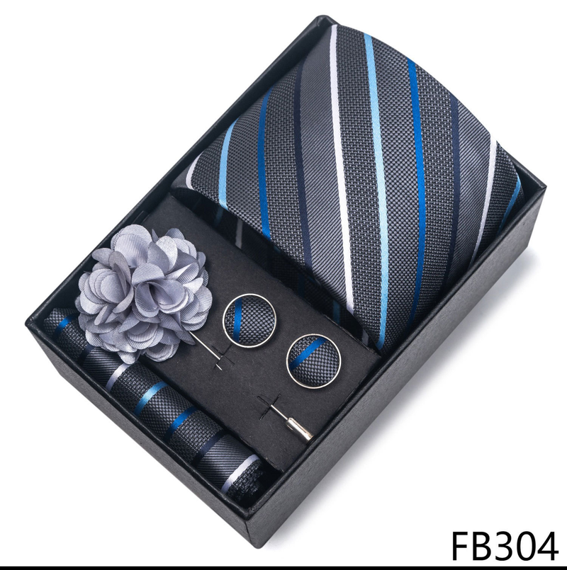 Men's Ties & Handkerchiefs tie groom festive burgundy tie men's suit cufflinks corsage accessories set box_voghion.com