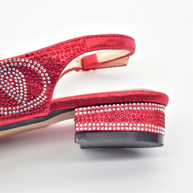 Women's low heeled sandals with evening bag matching drill button_voghion.com