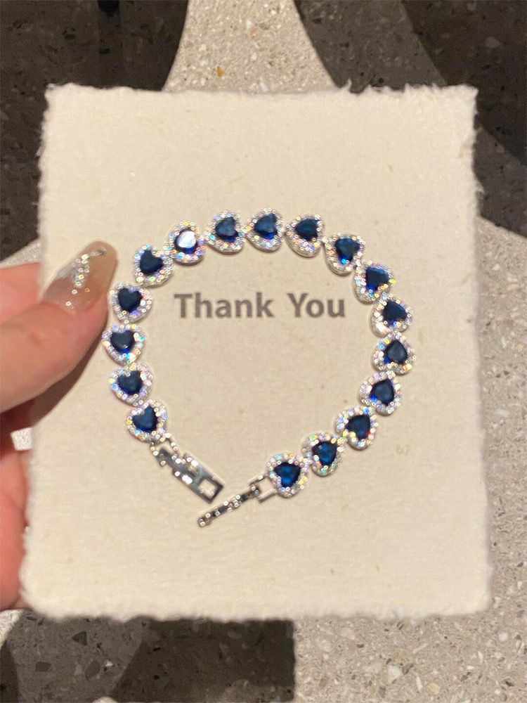 Pulseira super brilhante de zircônia azul com diamantes e design elegante e luxuoso do Palácio Francês!_voghion.com