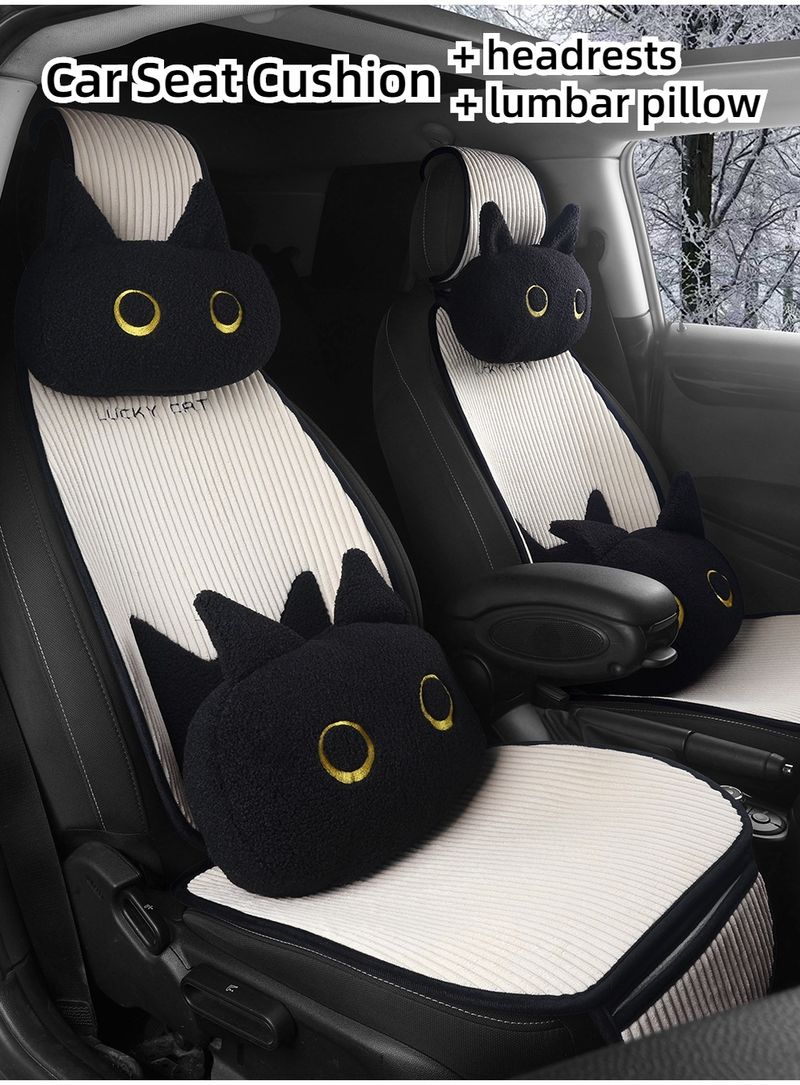 Cuscino Lucky Cat, cuscino per sedile in velluto a coste con borsa portaoggetti, adatto a oltre il 95% dei modelli di auto, camion, berline e SUV._voghion.com