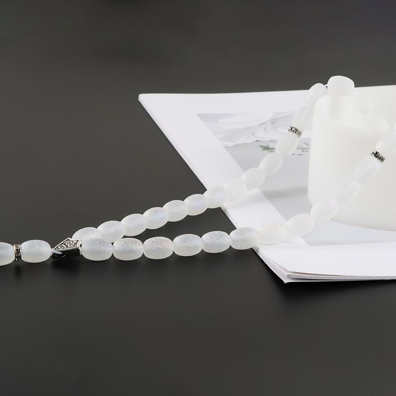 Rosario musulmán árabe de Oriente Medio, 33 cuentas ovaladas esmeriladas, pulsera de oración BR2210_voghion.com