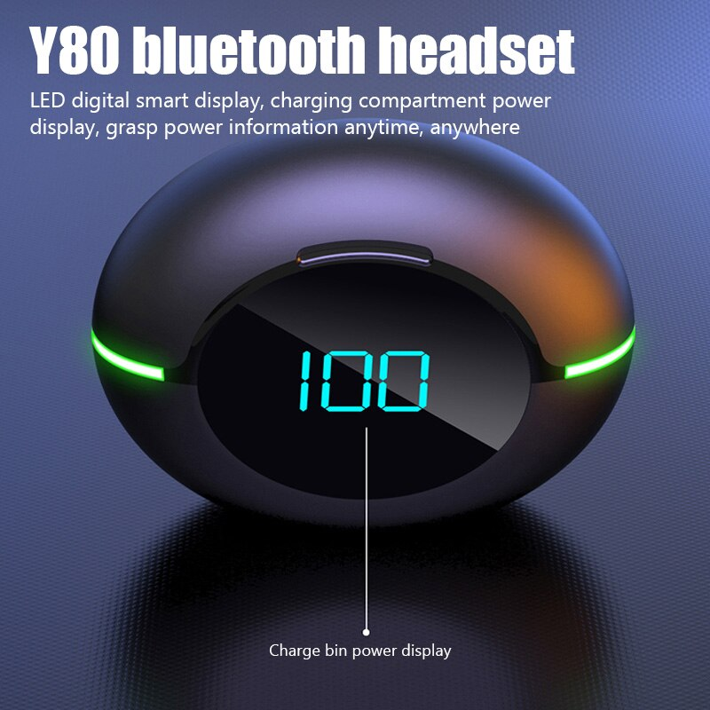 TWS Bluetooth 5.1 Earphones Wireless Headphones Stereo Headset Noise Cancelling Sports Earbuds With Mic For IOS Android Y80_voghion.com
