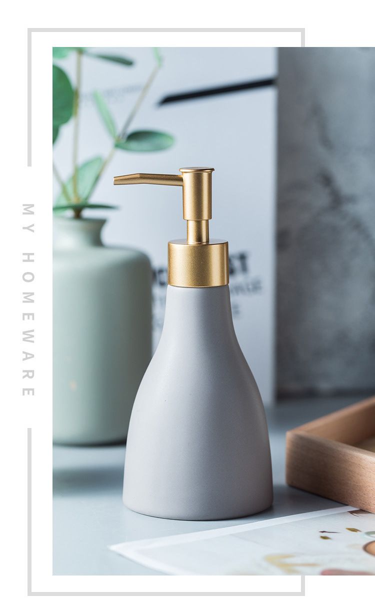 Handcrafted Ceramic Refillable Bottle Set – Minimalist Matte Dispenser For Bathroom, Vanity & Salon (Conical Shape, 4 Neutral Colors)_voghion.com