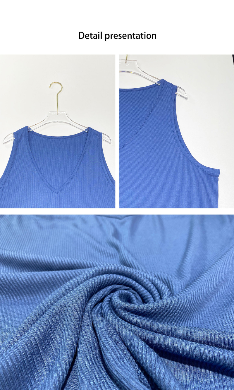 Women's V-neck thread sport plus size vest outside to wear a slim-fit short top plus size_voghion.com
