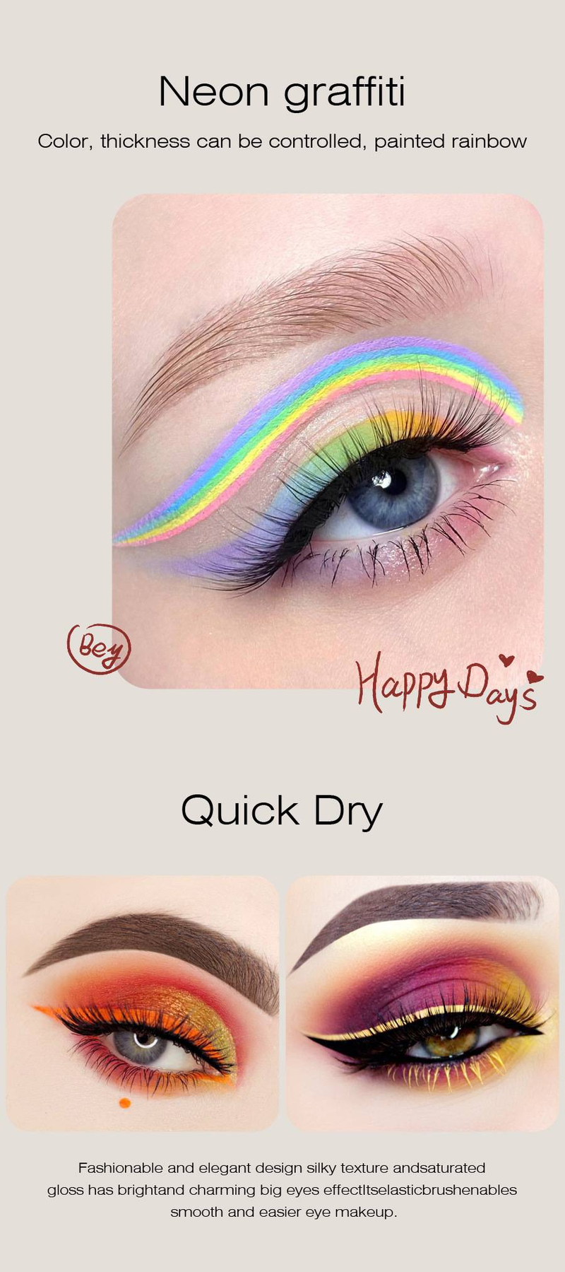 "3 STÜCK" Black Technology ultrafeiner Bleistiftkernpinsel, matt, schnelltrocknend, farbiger Eyeliner_voghion.com