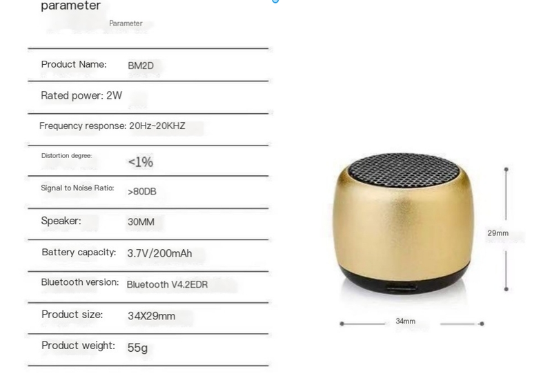 M1 Bezprzewodowy Mini Głośnik Bluetooth Metal Cannon Zewnętrzny Przenośny Mały Głośnik_voghion.com