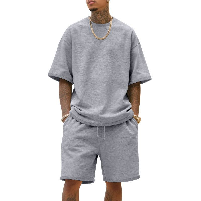 Vêtements d'été pour hommes, grande taille, tenue de sport, loisirs, ample, manches courtes, t-shirt, short_voghion.com