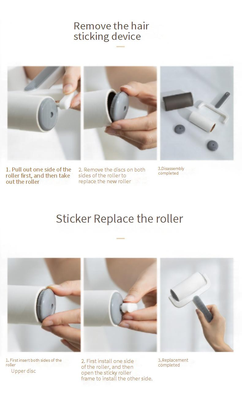 Self-Adhesive Lint Roller For Clothes & Pet Hair - Large Sticky Roller With Diagonal Tear Sheets (Strong Adhesive 60 Sheets/Roll)_voghion.com