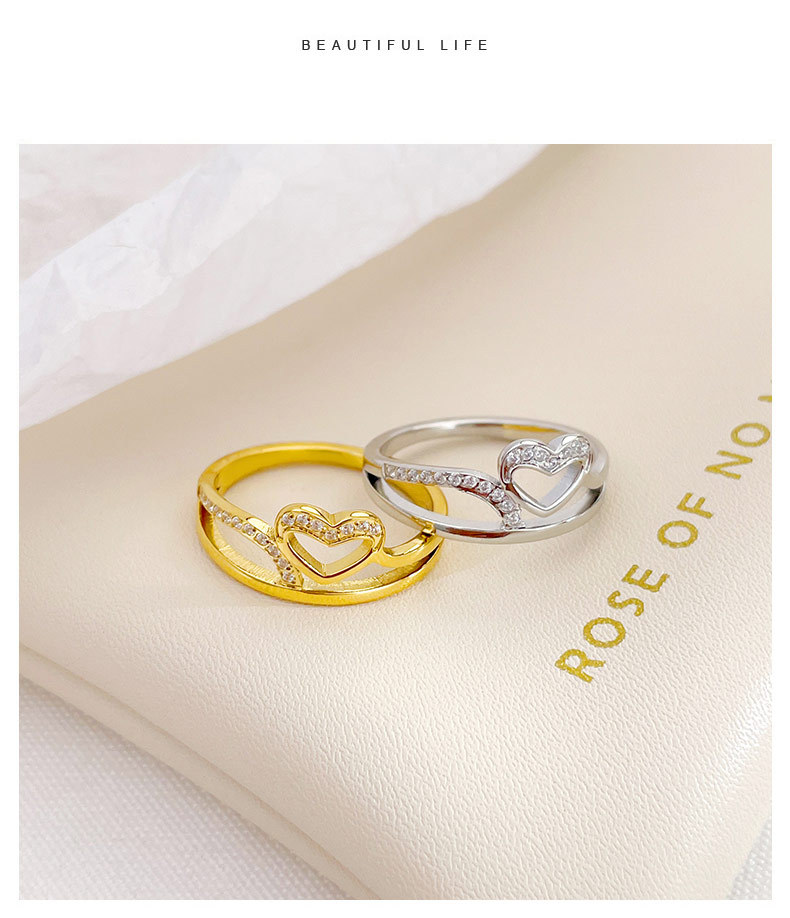 Damenschmuck Modisch Romantisch Kreativ Beliebte Accessoires Schlicht Leicht Luxus Nische Kleiner Herz Design Ring_voghion.com