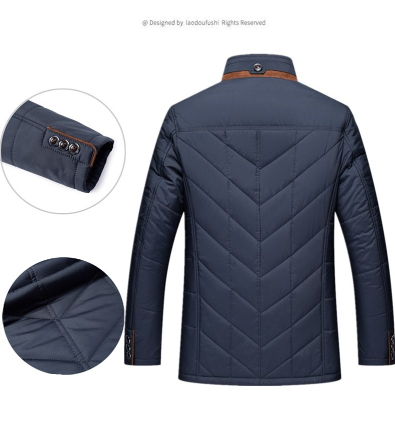 Men's Clothing Warm Winter Jacket With Stand Collar Thickened Polyester Filling Multi-Pocket Design Slim Fit Casual Coat Middle-Aged /Green/Burgundy_voghion.com