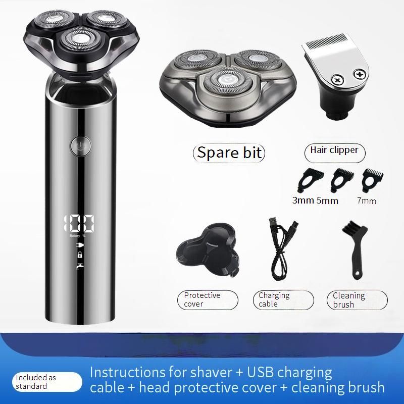 Multi-Grooming Electric Shaver For Men – 3D Floating Heads, 80-Min Runtime, USB Charging, Waterproof & All-in-One Kit (LED Display)_voghion.com