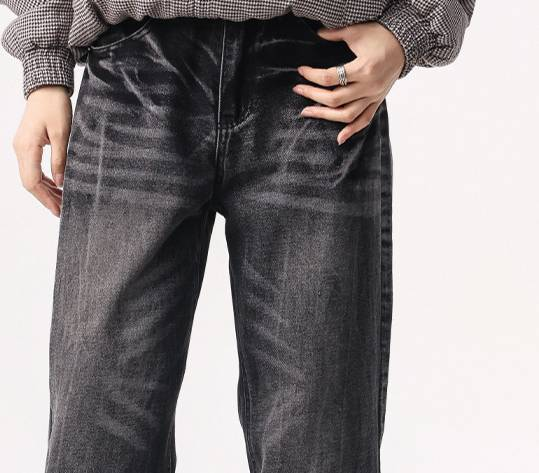 Herren-Streetwear-Jeans aus Denim – Relaxed Straight-Leg-Hose in verwaschenem Blau und Schwarz-Grau (S-3XL)_voghion.com