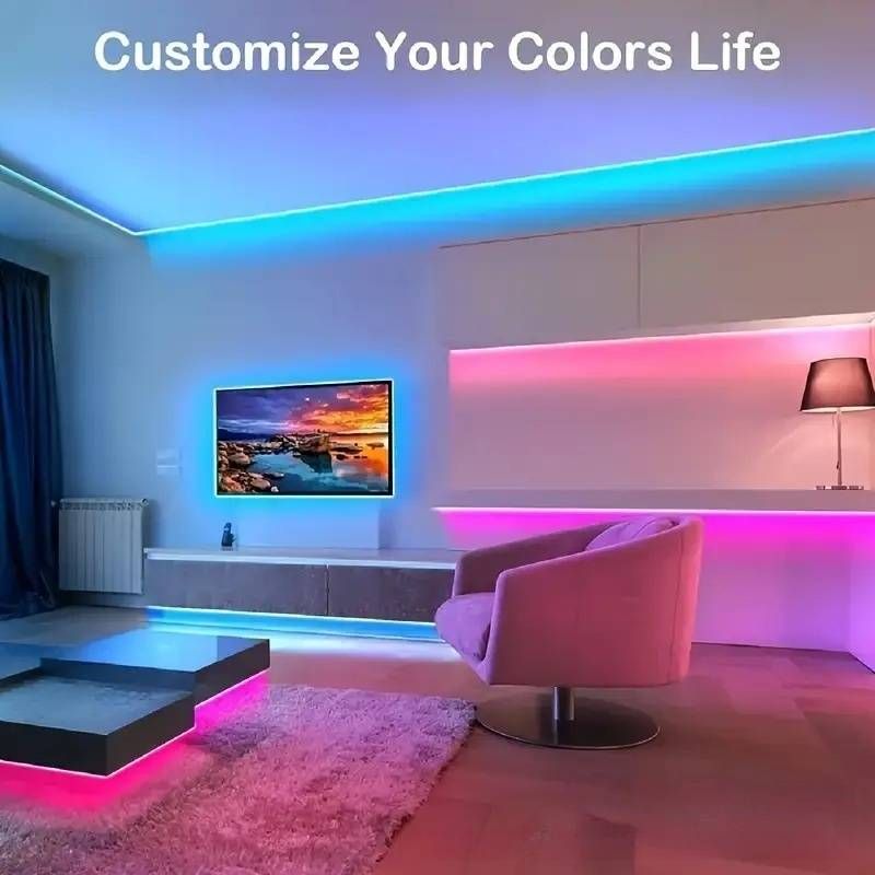 Tira de luces LED RGB de 5 V con control remoto: barra de luz que cambia de color con alimentación USB para dormitorio, fiestas y decoración del hogar._voghion.com