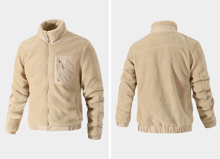 Men's Shearling-Lined Jacket Autumn/Winter Collection Stand-Up Collar Fleece-Lined Casual Jacket New Style Cardigan Outdoor Menswear_voghion.com