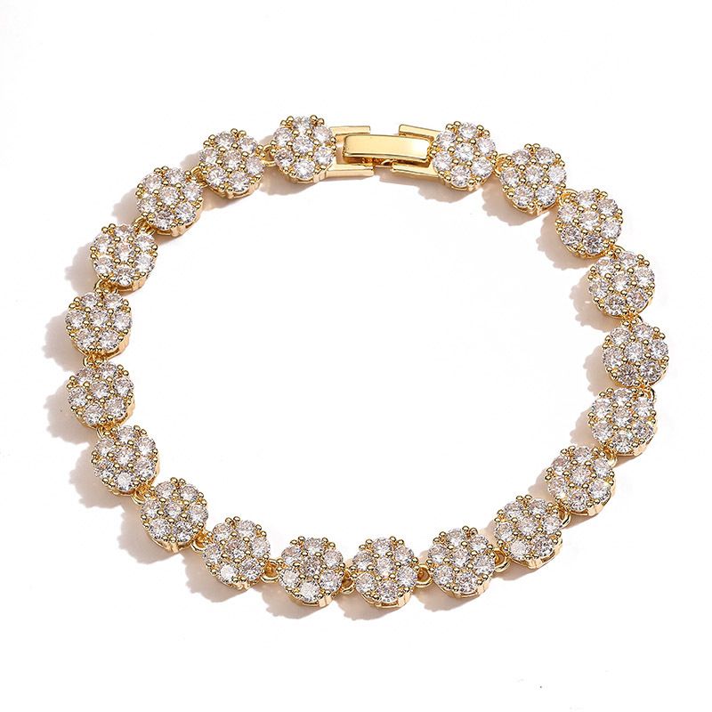 Set di gioielli da donna - Elegante collana con ciondolo floreale e bracciale con pietre di zirconia, pezzi alla moda da indossare tutti i giorni in oro e argento_voghion.com