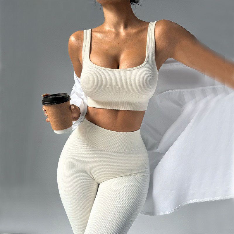 Quick-Drying Clothing Set Shockproof Sports Bra Vest Yoga Pants Fitness Trousers_voghion.com