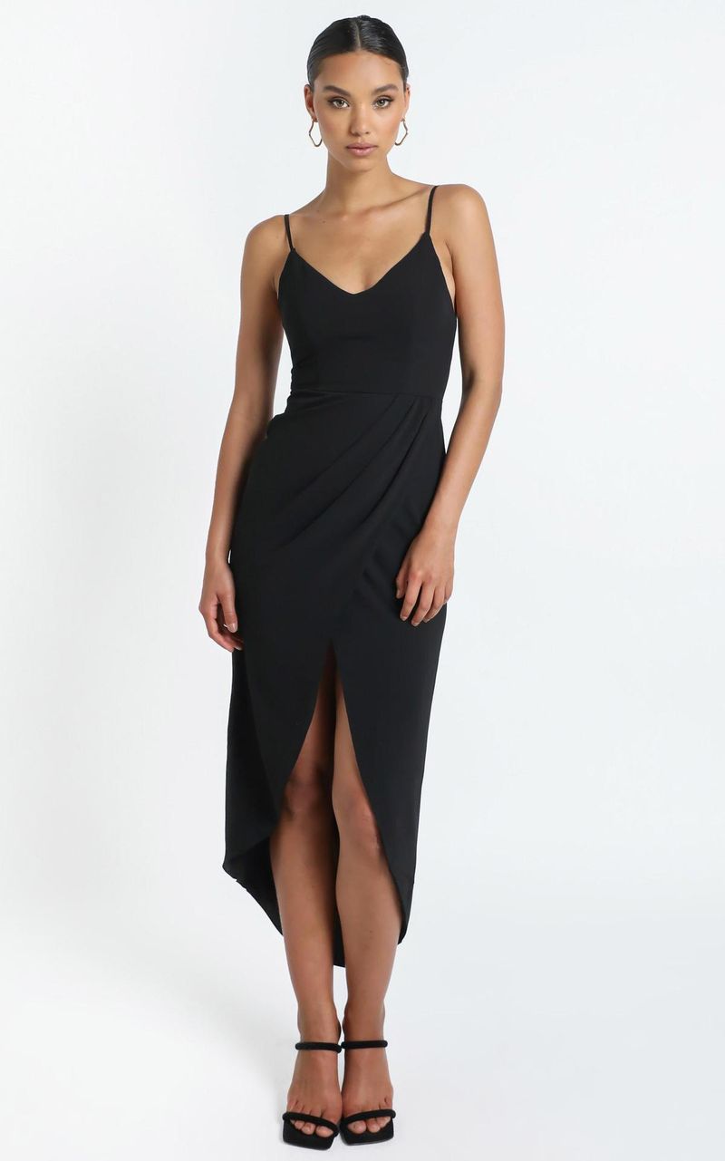 Abito elegante asimmetrico con volant e vita alta con scollo a V da donna - Abito midi aderente in maglia senza maniche per donna, dall'ufficio alla festa, disponibile_voghion.com